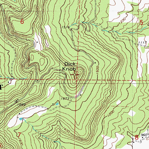 Topographic Map of Dick Knob, AR