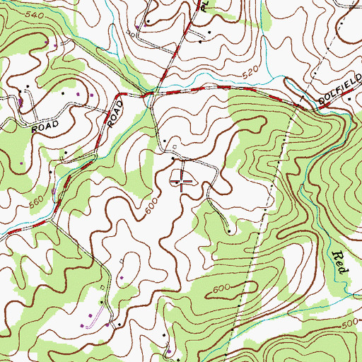 Topographic Map of The Meadows, MD