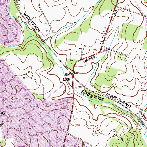 Topographic Map of Timber Grove, MD
