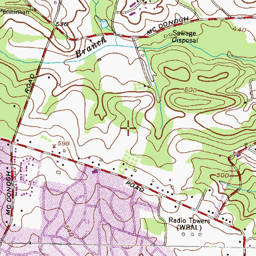 Topographic Map of Whispering Meadows, MD