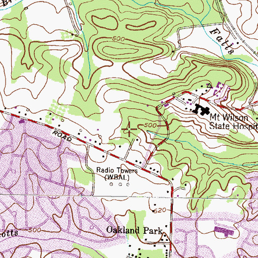 Topographic Map of Winands Valley Estates, MD