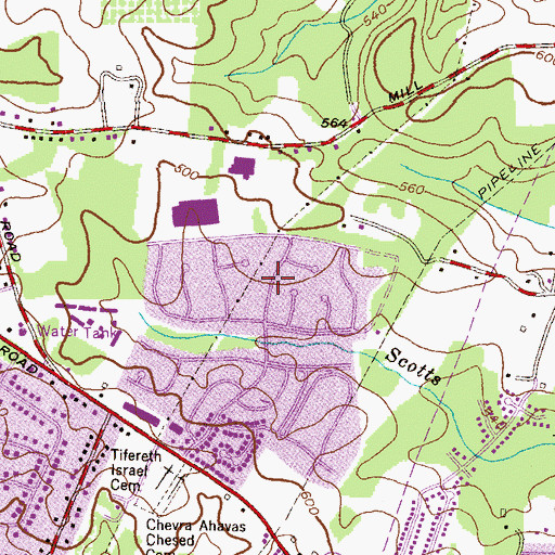 Topographic Map of Woodlands, MD