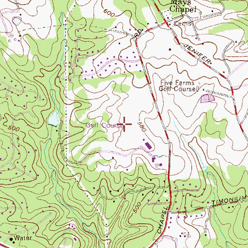 Topographic Map of Baltimore Country Club at Five Farms, MD
