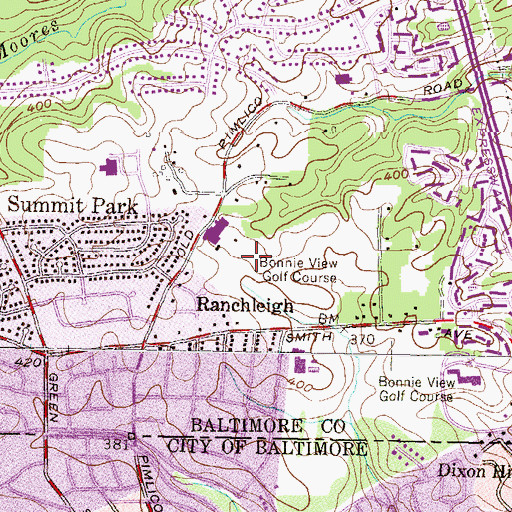 Topographic Map of Bare Hills, MD
