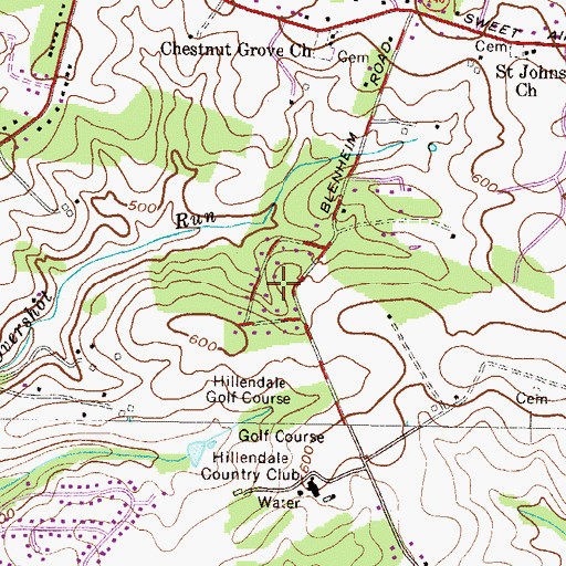 Topographic Map of Blenheim Forest, MD
