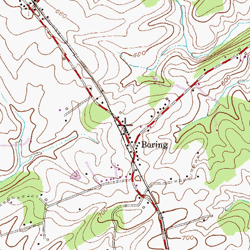 Topographic Map of Boring United Methodist Church, MD