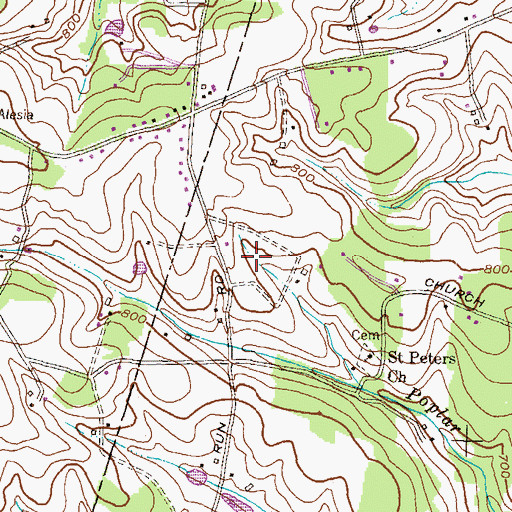 Topographic Map of Breezy Hill Estates, MD