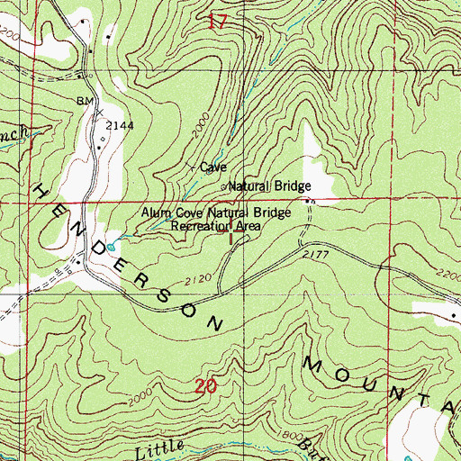Topographic Map of Alum Cove Natural Bridge Recreation Area, AR