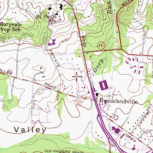 Topographic Map of Brooklandwood Estates, MD