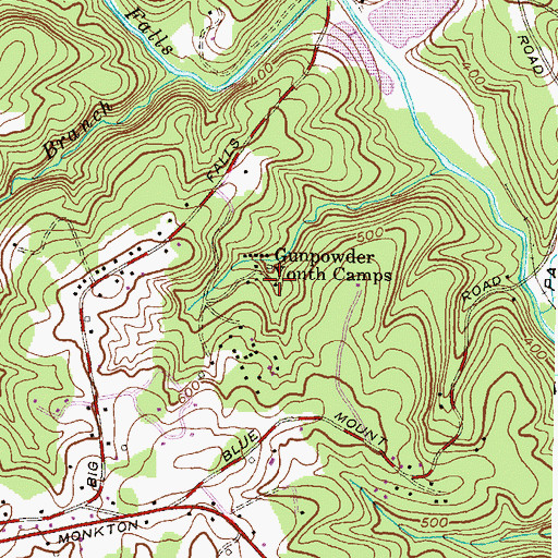 Topographic Map of Camp Alkor, MD