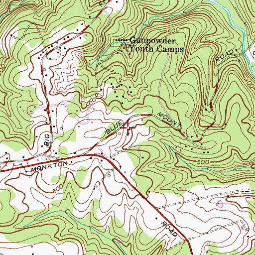 Topographic Map of Camp Alkor Spring, MD
