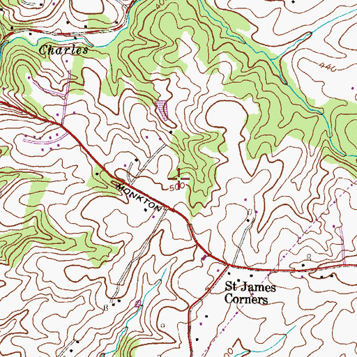 Topographic Map of Camp Bonkirchen, MD