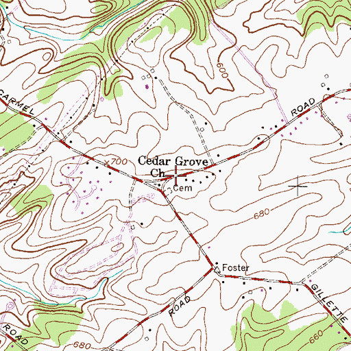 Topographic Map of Cedar Grove, MD
