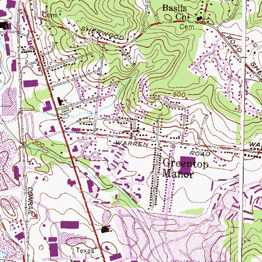 Topographic Map of Cockeysville Baptist Church, MD