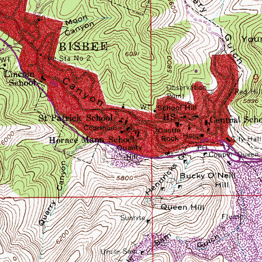 Topographic Map of Horace Mann School, AZ