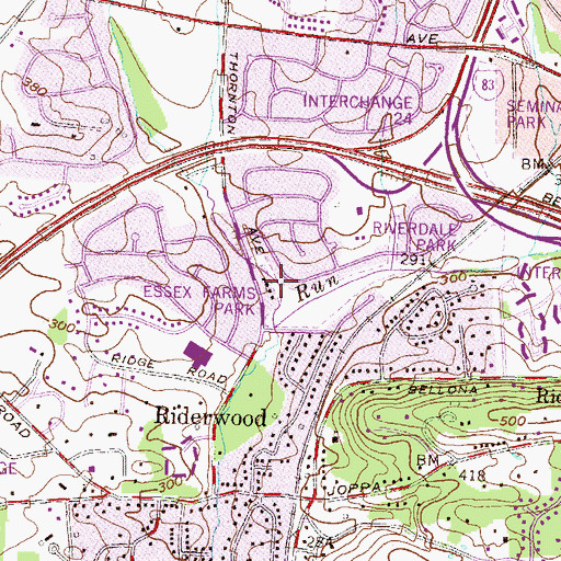 Topographic Map of Essex Farms Park, MD