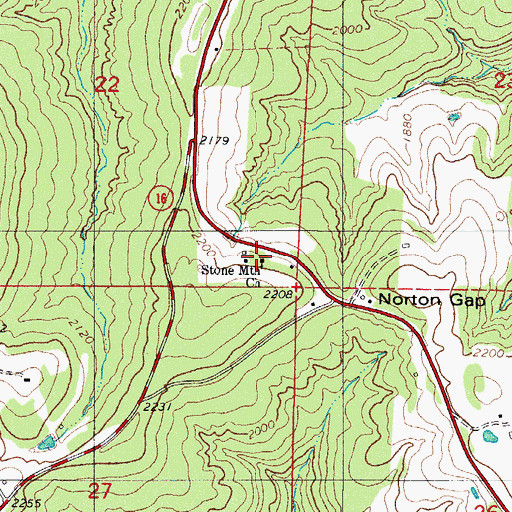 Topographic Map of Stone Mountain Church, AR