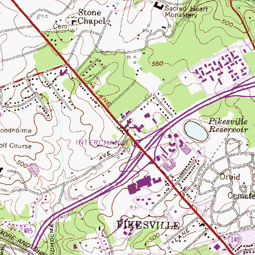 Topographic Map of Fishtown, MD