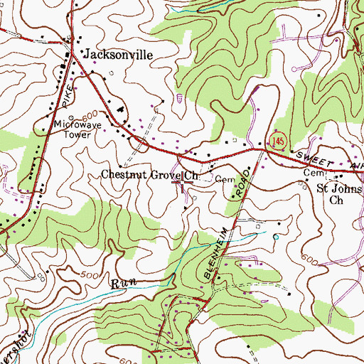 Topographic Map of Fox Run, MD