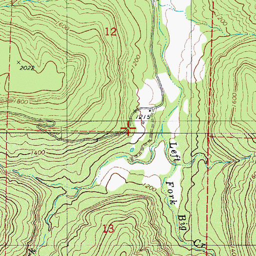 Topographic Map of Right Fork Big Creek, AR