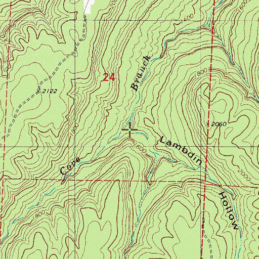 Topographic Map of Lambdin Hollow, AR