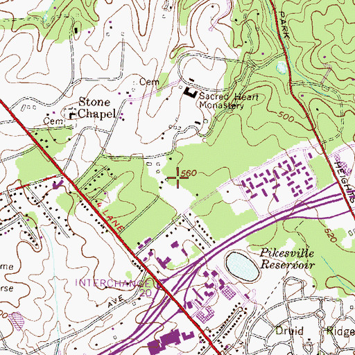 Topographic Map of Greene Tree, MD