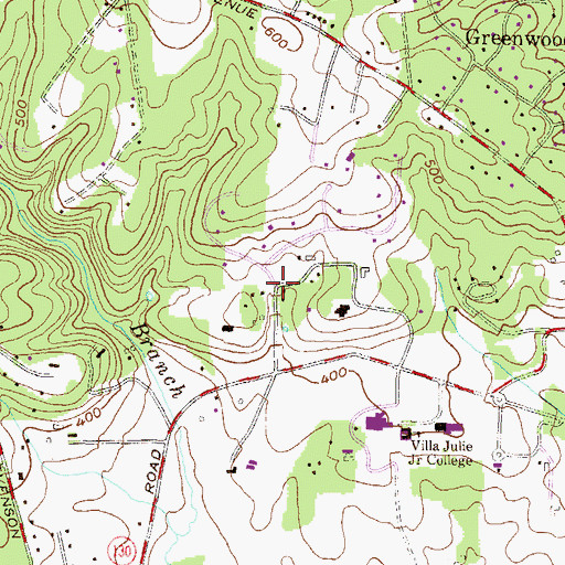 Topographic Map of Greenspring, MD