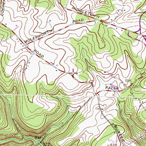 Topographic Map of Hamlet Farms, MD