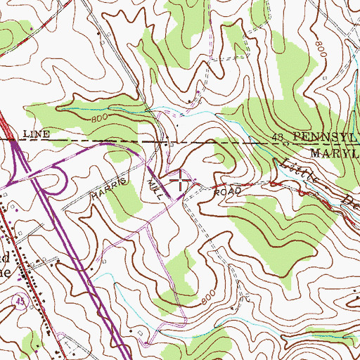 Topographic Map of Harris Hill, MD
