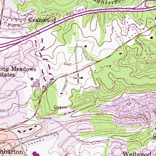 Topographic Map of Helmsley Court, MD
