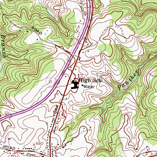 Topographic Map of Hereford High School, MD