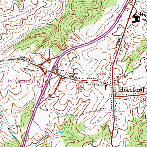 Topographic Map of Hereford Shopping Center, MD
