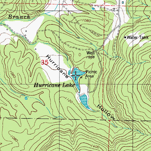 Topographic Map of Hurricane Lake, AR