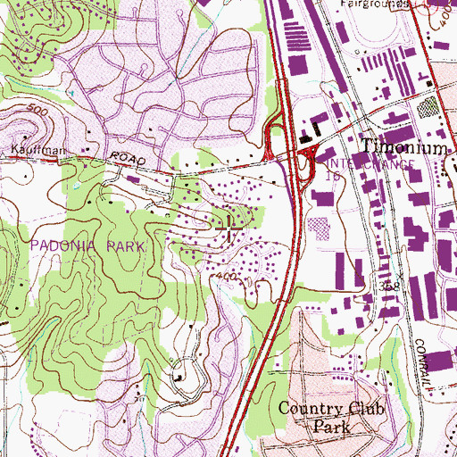 Topographic Map of Hunt Ridge, MD