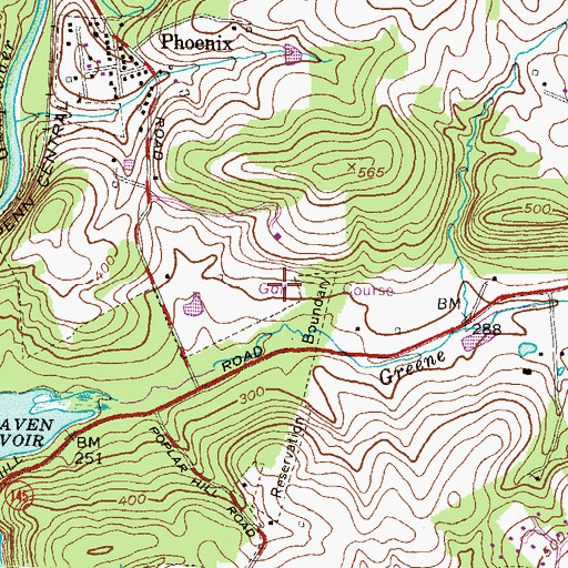 Topographic Map of Hunt Valley Inn Golf Course, MD