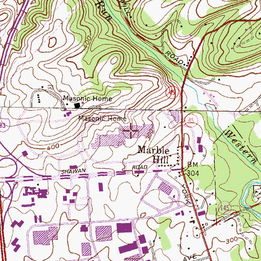 Topographic Map of Hunt Valley Mall Shopping Center, MD