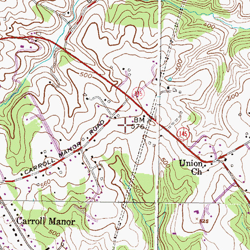 Topographic Map of Hurline Farms, MD