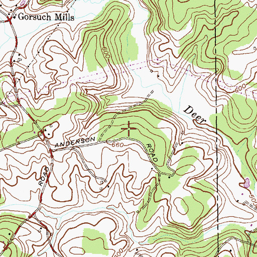 Topographic Map of Indian Meadows, MD