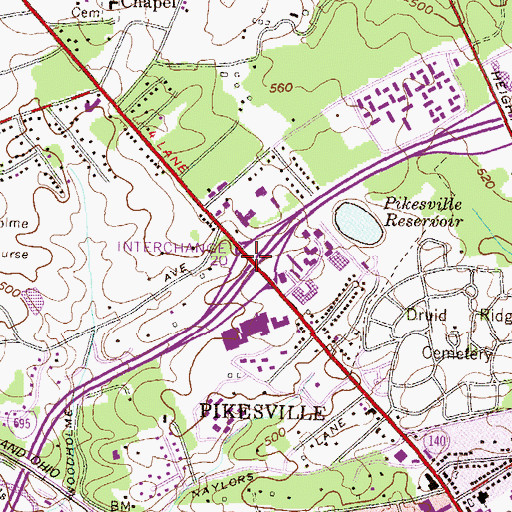 Topographic Map of Interchange 20, MD