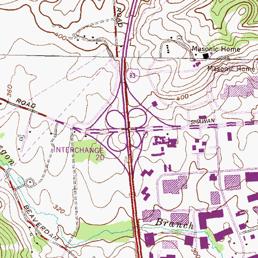 Topographic Map of Interchange 20, MD