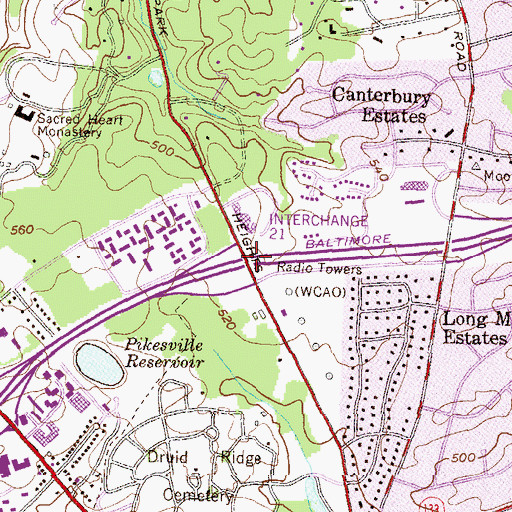 Topographic Map of Interchange 21, MD