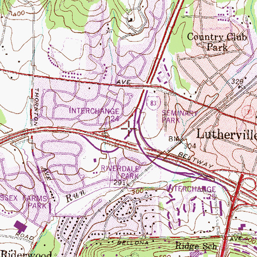 Topographic Map of Interchange 24, MD