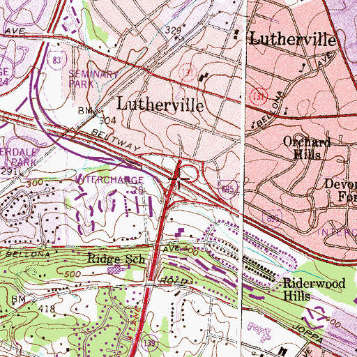 Topographic Map of Interchange 25, MD