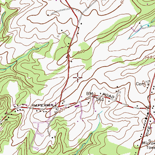 Topographic Map of Jackson Ridge, MD