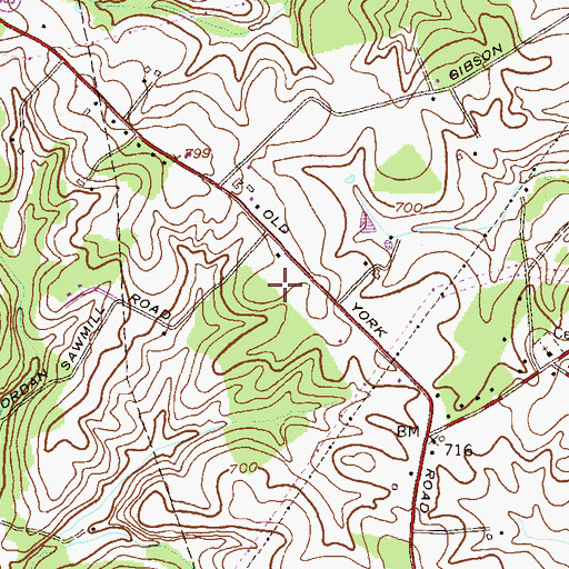 Topographic Map of Jordan Mill Farms, MD