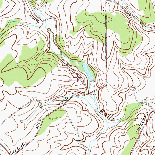 Topographic Map of Keeney Mill Farms, MD