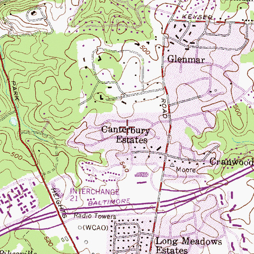 Topographic Map of Long Meadow West, MD