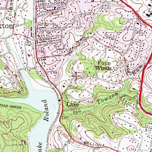Topographic Map of Malvern, MD
