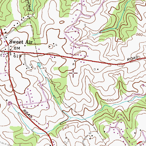 Topographic Map of Manor Fields, MD