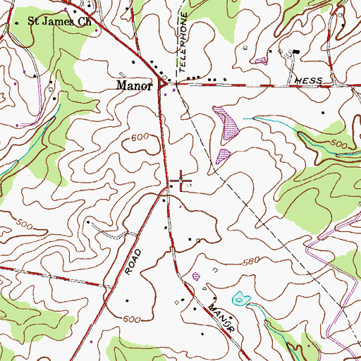 Topographic Map of Manor View Farms, MD